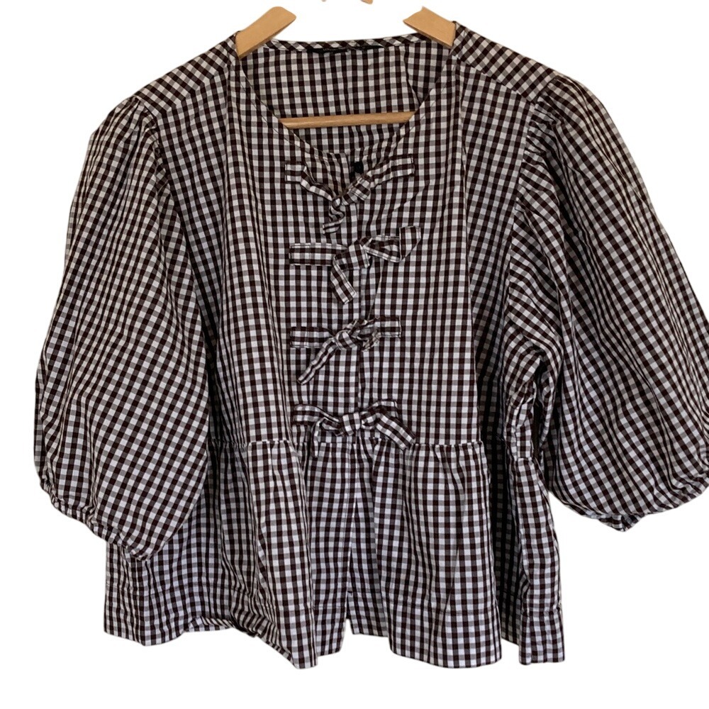 Velvet Heart Black and White Checkered Blouse